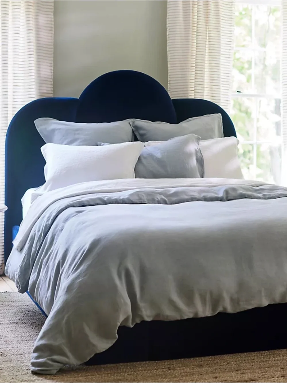 Anthropologie 100% Portuguese European Linen Duvet Cover​ in Blue | QUEEN NWT